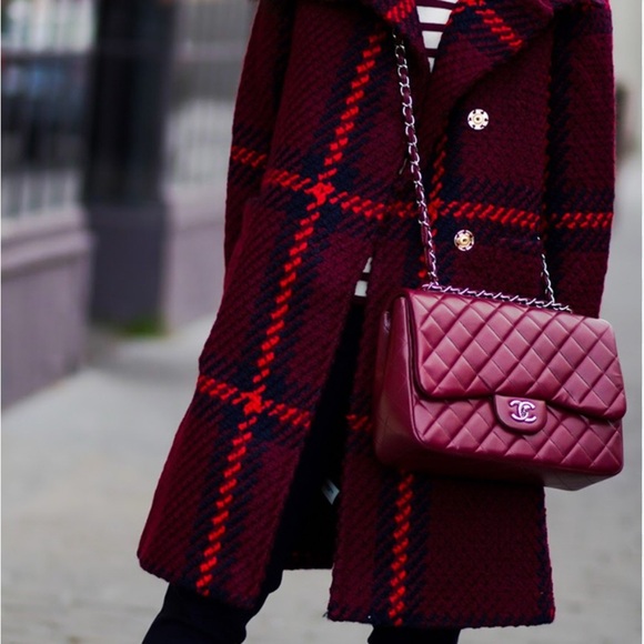 Ann Taylor Maroon, Plaid, Turtle Neck, Wool, Lined, Long, Winter Peacoat- small - Picture 11 of 11